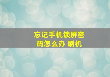 忘记手机锁屏密码怎么办 刷机